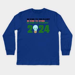 Teacher Earth day 2024  gift april 22 Rainbow Kids Long Sleeve T-Shirt